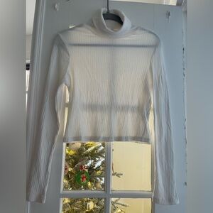 SHEIN White Ribbed Turtleneck Top